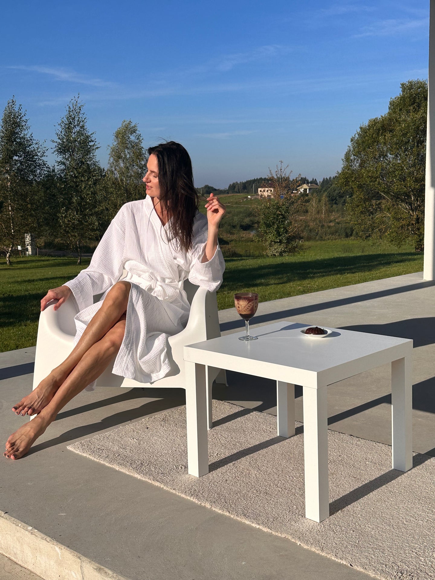 Baltas chalatas - vaflinis audinys