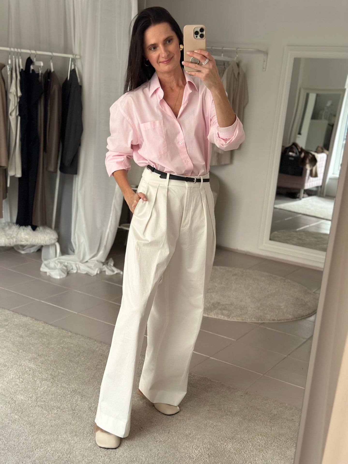 Rožiniai klasikiniai marškiniai